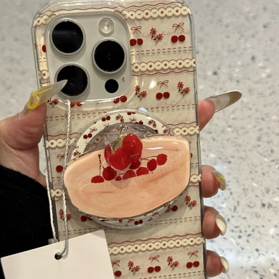 樱桃旋转磁吸支架适用vivo iQOO z9turbo/Z10x手机壳neo10pro/6SE/98/iqoo13甜妹12/11S/U1x/Z6X创意U5e/Z8x