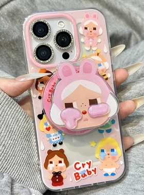 立体哭泣女孩磁吸支架适用P80华为nova14/11/12/10/13F/86SE手机壳pura80趣味mate70/P50e/P30pro畅享60X/P40