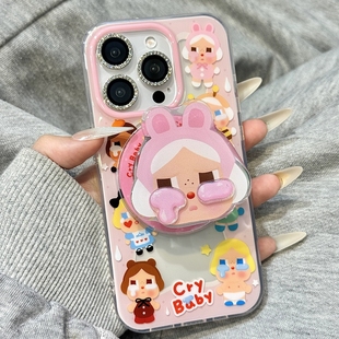 13F 86SE手机壳pura80趣味mate70 立体哭泣女孩磁吸支架适用P80华为nova14 P30pro畅享60X P50e P40