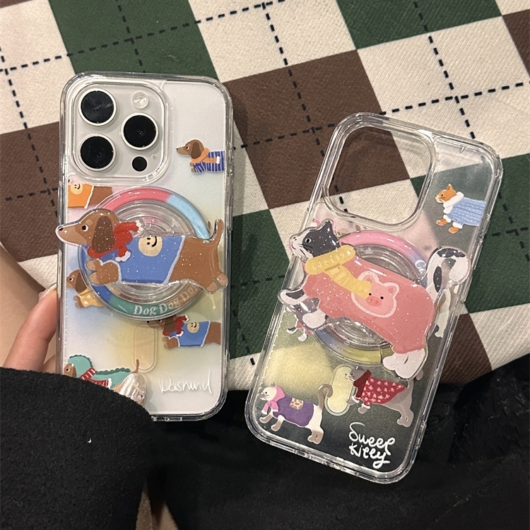 可爱猫咪狗狗磁吸支架K12适用oppo findx7/x5/A2m手机壳A3/reno12/11/10pro软879564SE/A58/A11X/A57硅胶A92S