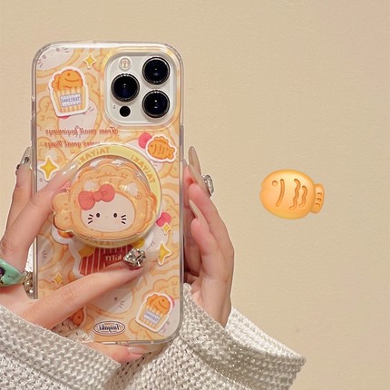 鲷鱼烧猫咪磁吸支架A58适用oppo findx8/x5/A1手机壳A3pro/reno14/13/879564SE/A55硅胶a57/K11/A9X/A72/A96