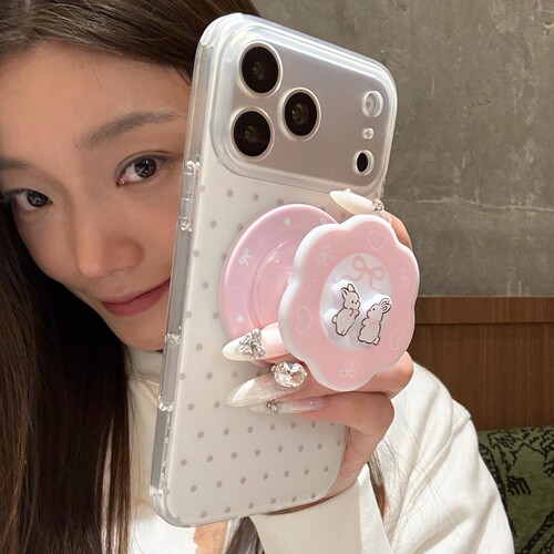 蝴蝶结兔子磁吸支架适用oppo realme NEO8/GT7真我13/GT2大师探索GT8pro/neo6se手机壳16PRO+14浅粉V70/V60S