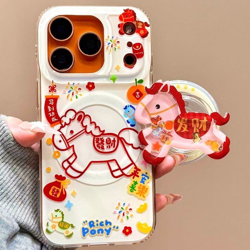 好运發財小马磁吸支架适用魅族21/22/20硅胶meizu21class手机壳note16/9/16spro/18新年17PRO/Lucky08可爱软
