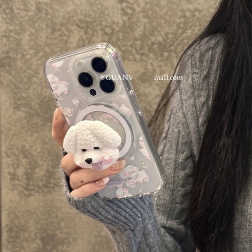 比熊狗狗磁吸支架适用A5/OPPO FindX9/X8ultra/Reno15/14F/13/12/11F/10手机壳A98/A6pro奶呼呼K13/A2/A58/A3