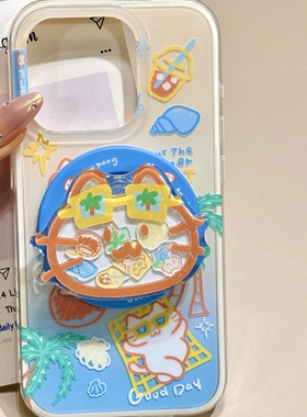 猫咪摇摇乐磁吸支架适用传音HOT40手机壳15pro/红魔10Spro+可爱infinx Smart8/Phone 3Apro华硕ZenFone10彩绘