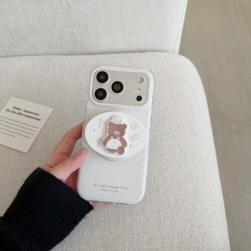 厨师帽小熊磁吸支架适用NOthing 4A/3A手机壳2谷歌Pixel9/10PRO/87硅胶Pmote edge60pro/G56/ROG9可爱G54秋冬