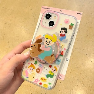 XR软678新款 原田治狗狗磁吸支架适用苹果16PROMAX 11PRO 13mini可爱XR卡通iPhone15PRO SE女 16手机壳14PRO