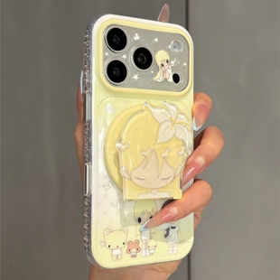 奶黄色小女孩磁吸支架适用vivo iQOO15ultra/Z11turbo/Z10x手机壳neo9pro+6SE/8/neo9/13/11S/Z6X/U5e可爱Z8X