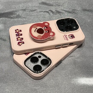 可爱小熊支架用于S17t/vivo S12手机壳卡通X70/X80/X90S电镀镜框x50软胶S16pro新款s10/y35+/76S大孔Y77e防摔