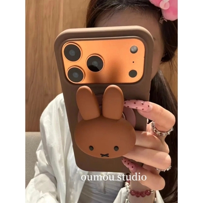 咖色米菲兔磁吸支架适用A5/OPPO Reno14/13/12/11F/10/9手机壳Find X9/X8ultra/A78秋冬A6pro/K13/A2/A58/A53