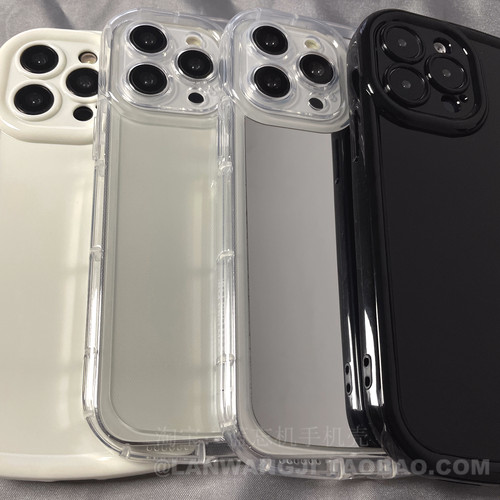 新款2.0mm加厚适用苹果15pro手机壳iphone14亮面13promax镜子12女男11空压15plus简约max硅胶套防摔椭圆简约