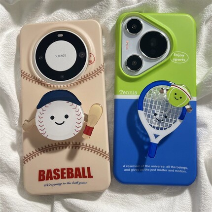 创意旋转棒球支架适用OPPO Findx8S+/X7ultra手机壳Reno13/12/11/8/9/A5pro手绳挂件K12x/A53/A57/A98情侣A3X