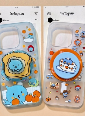 橙汁吐司旋转磁吸支架适用vivo iQOOneoZ10/z9turbo+手机壳neo10/9/6SE/87情侣iqoo13/12可爱11pro/Z5X软U3X