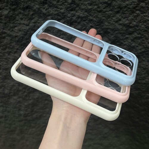 简约奶油大视窗设计适用iPhone Air手机壳16E/18 Pro Max透明亚克力15/17/13Plus苹果XSMAX全包XR荧光色12/11