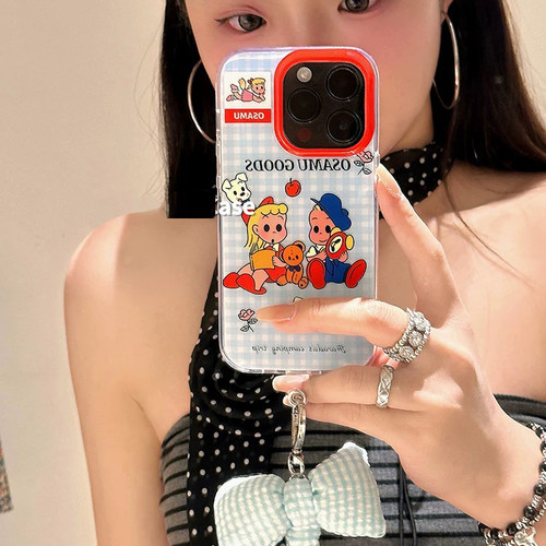 蓝格子ins原田治适用vivo x200/s19/y300pro/X100SPRO/S15/X70/x50/X90手机壳S17可爱y36/V30女Y33s蝴蝶Y200i