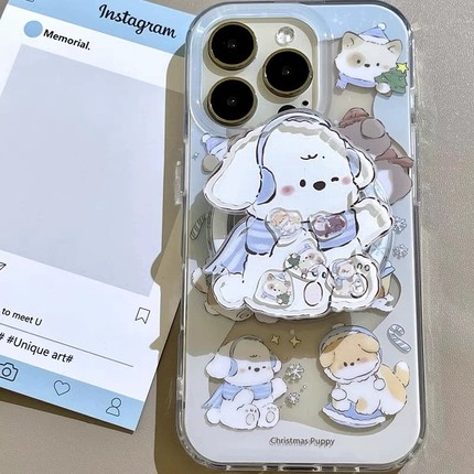 耳机狗狗带摇摇乐磁吸支架适用A3x/A5PRO/OPPO findx9/X8/X7手机壳reno15/14pro/11F/98可爱12/A78女/A96/A2m