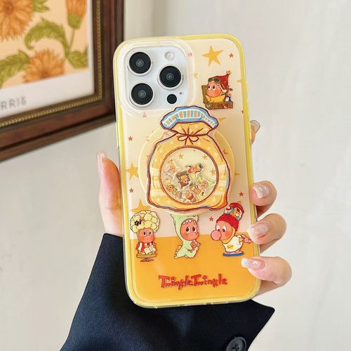 带磁吸趣味星星人适用苹果17/15/16pro手机壳16PRO/13 mini/XR卡通14/15PROMAX黄色XS支架87PLUS新款11promax