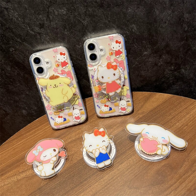 凯蒂猫三丽鸥磁吸支架适用小米14T/13T PRO海外版11手机壳poco m6/F6红米13黑鲨5/14R/NOTE13硅胶12可爱X6/12