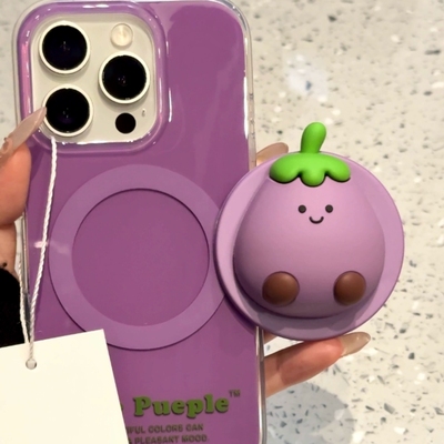 硅胶微笑茄子磁吸支架适用1加13T/ACE5pro手机壳一加12/1+9R/8T趣味oneplusACE竞速1+ACE3/11/ACE2V新款13R/7