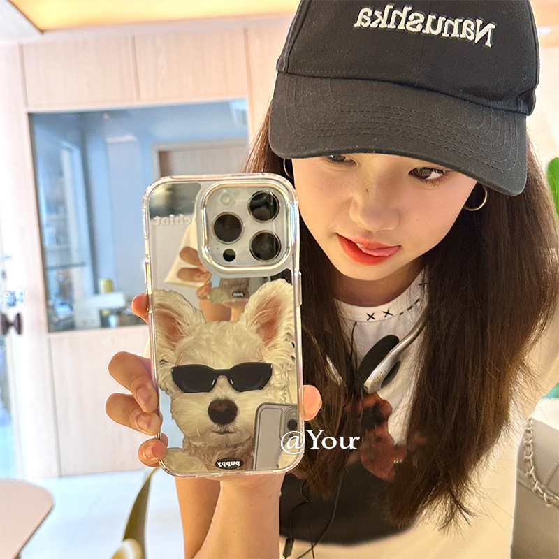 ins小众趣味适用vivo X90个性X60手机壳y93补妆镜X70/x80/x27新款z5/S16pro搞怪S17女s9女y77E墨镜小狗Y78+