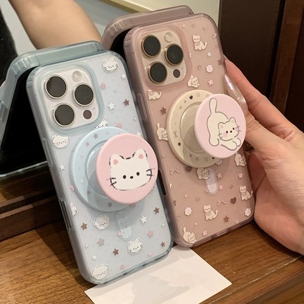 小猫小狗磁吸支架适用A3/OPPO findx8S+/X7可爱A5PRO手机壳Reno13/12F/11/875pro/K12S情侣A72/A58/A98/A3/A2