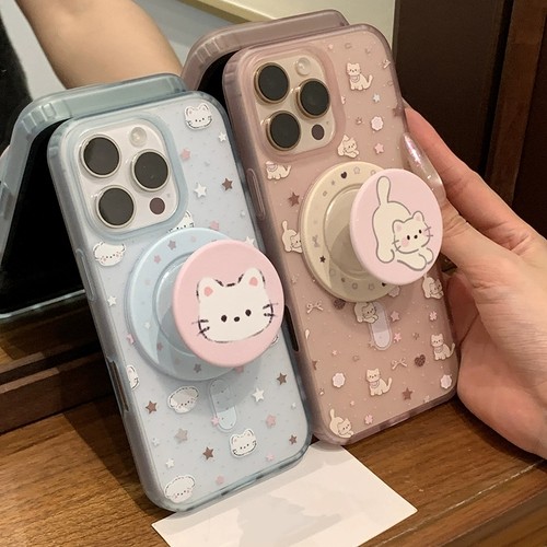 小猫小狗磁吸支架适用小米15/14/10S手机壳红米K80/K70至尊K60e/note14/13/11/12Tpro可爱civi3情侣Turbo4pro