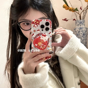 s20 X90适用y200i Y78喜庆77 X200 Y31S V40 X80 y37 钱袋潮猫摇摇乐磁吸支架vivo x100手机壳y300新年S15pro