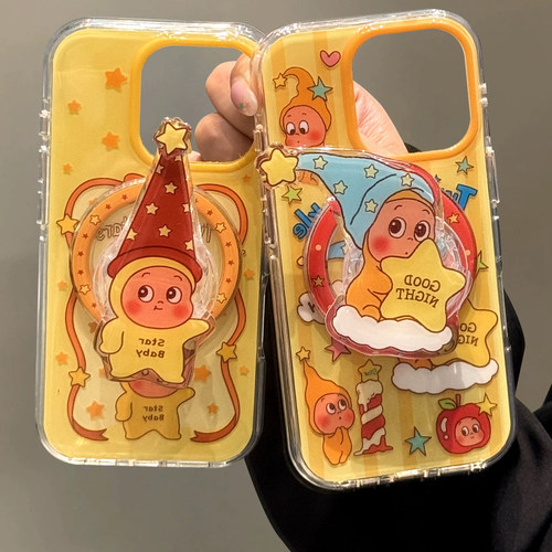 新款旋转黄星星人适用vivo y50/S30promini/X90/X100手机壳S20/x200/V29e磁吸Y78/Y36T/S19/X60/S18支架S15e