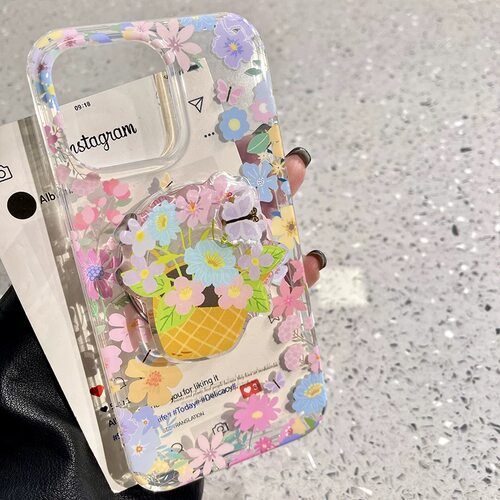 旋转花朵粉蝴蝶磁吸适用A3/A5PRO/OPPO findx9/X7/X8手机壳reno13/12pro/11F/15透明支架7SE/A77/A56/A95女A2