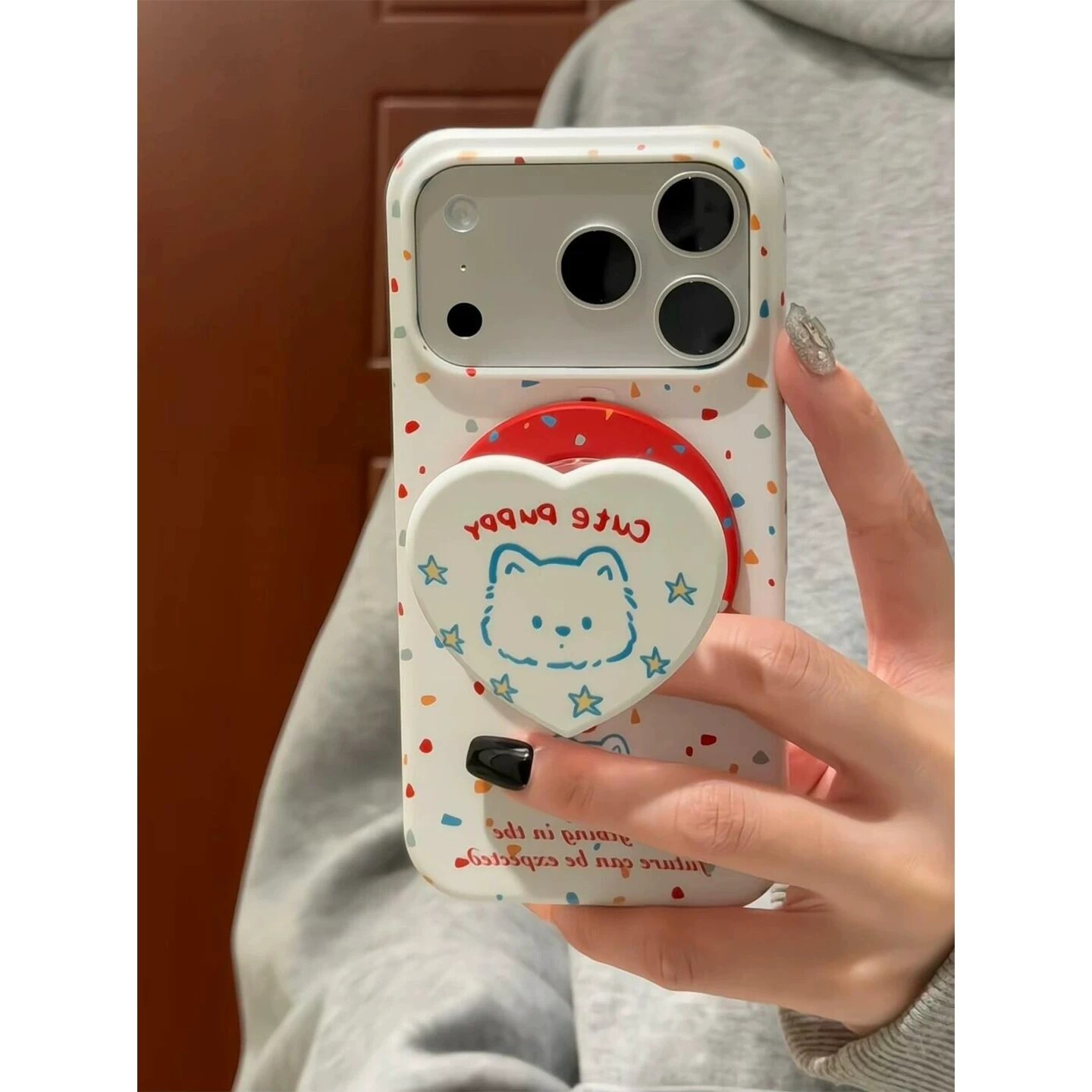 爱心线条小狗磁吸支架适用小米17pro/15T/14手机壳k70红米K90MAX可爱K60/K80至尊Note15/13R/Turbo5/civi4pro图片