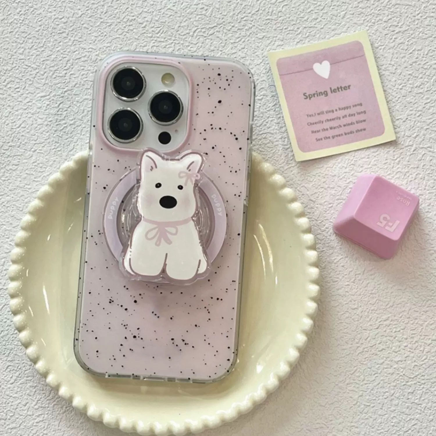 简约泼墨狗狗磁吸支架适用X9b荣耀500/magic8PRO/400/80/90GT/50SE手机壳X70i/X40/300/200可爱X60畅玩50plus