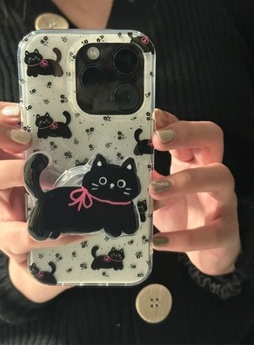 黑色小花猫咪适用vivoX100pro/X50/x80可爱X30/x70手机壳X90S女y100i/T1/S18e有趣nex3/S17全包Y78+/y53s/Y36