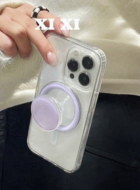 简约磁吸马卡龙圆形支架壳适用oppoA2m/reno11/10/87956+硅胶findx7/5pro/A55手机壳A32/A57/K11/A96/93S/A58