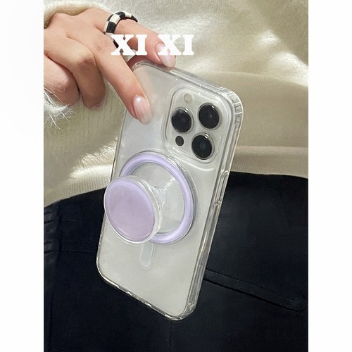 简约磁吸马卡龙圆形支架适用三星S23手机壳S20fe创意Note20/S10+小众9硅胶ultra软S22女S24可拆卸S21/A53防摔