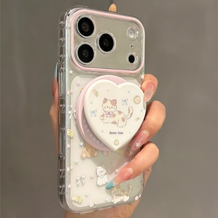 爱心苹果猫咪磁吸支架适用vivo X300FE/V70/V60/Y21d手机壳S60/Y38/Y39/v25e/X200/Y12软萌v40/V60lite/30PRO