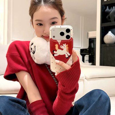 新年红桃心小马趣味潮适用传音HOT40手机壳15pro红魔11pro/nfinx Smart8可爱hone3Apro华硕ZenFone9文字软壳