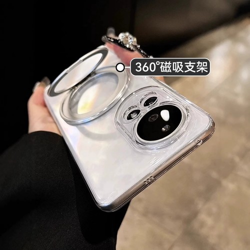 透明支点壳O1S适用小米17手机壳14新13高级civi4/3高端红米K70磁吸支架360度旋转Note12Tpro+13T/k80pro/12T