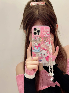 小仙女粉猫咪适用oppoA2pro/reno11/10/87935pro+挂绳findx7/6手链A55手机壳A57/58/A35/A96/92S硅胶K9s/k11x