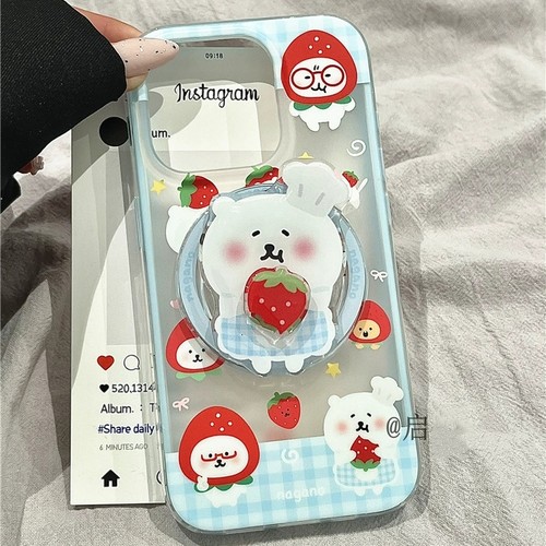 草莓自嘲熊旋转磁吸支架适用传音HOT40手机壳15pro/红魔10Spro+可爱infinx Smart8/Phone 3Apro华硕ZenFone10