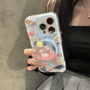 100 50SE手机壳X60可爱20 300pro 90GT X40畅玩30plus硅胶X10 玩水泳圈海懒磁吸支架适用X9B荣耀magic7635