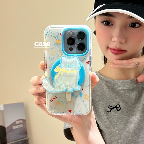 线条猫咪摇摇乐磁吸支架适用努比亚Z60pro手机壳Z70 ULTRA/Z50/Z40Spro/ZTE-A51可爱Z11创意MAX/N2红魔10pro