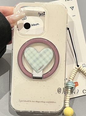 绿色格纹折叠磁吸支架适用A5/OPPO Reno15/13/12/11F/10手机壳Find X9/X8ultra/A98/A6pro链条K10/A2/A58/A57