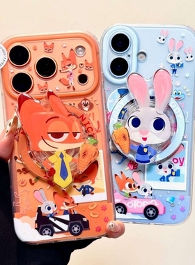 狐狸兔子萝卜旋转磁吸支架适用传音HOT40手机壳15pro红魔11pro+nfinx Smart8情侣hone3Apro华硕ZenFone9可爱