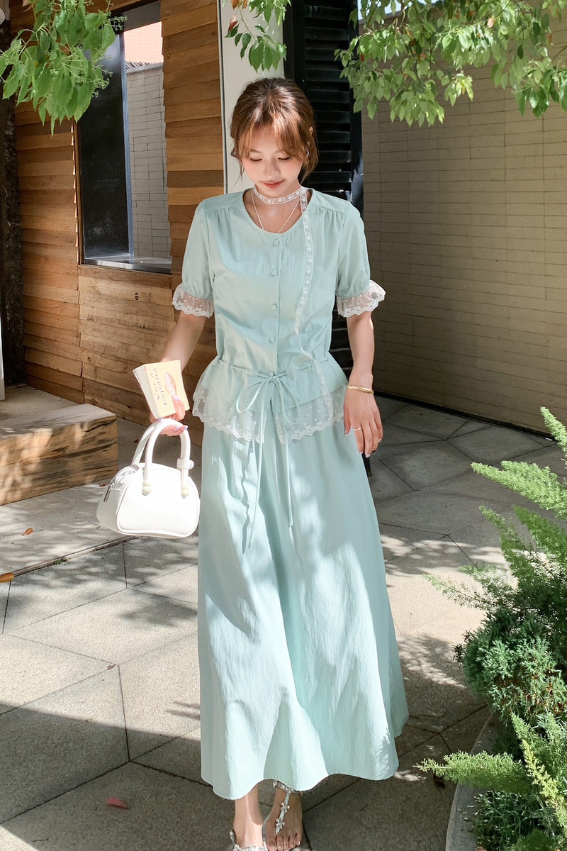 新品！薄荷漫波淺綠色夏季时尚休閑套装8330P145K198主推現貨,女装套装/套裙,2C060