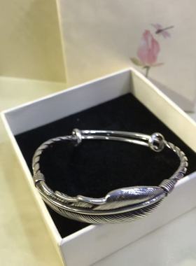 向卉意大利中古925银羽毛手镯