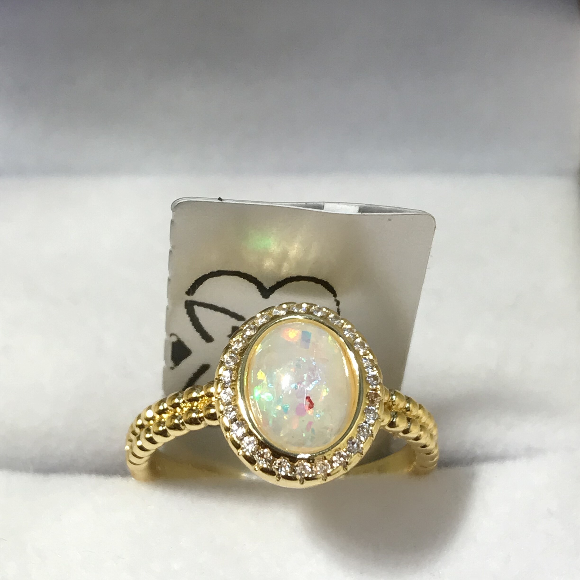 向卉意大利中古925银欧泊戒指