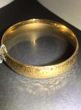 向卉意大利中古999锤纹碎碎冰金宽版手镯