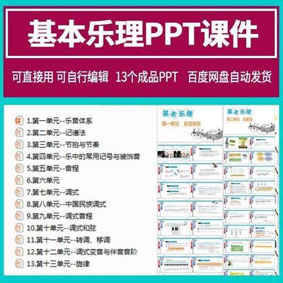 PPT基本乐理知识ppt课件成品和弦音程记谱节拍全套完整内容