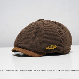 秋冬2026新款儿童鸭舌帽女童洋气复古八角帽男童画家帽反戴贝雷帽