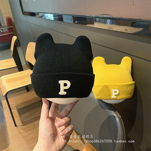 婴儿帽子秋冬季男女宝宝针织帽外出小月龄保暖套头帽新生儿毛线帽